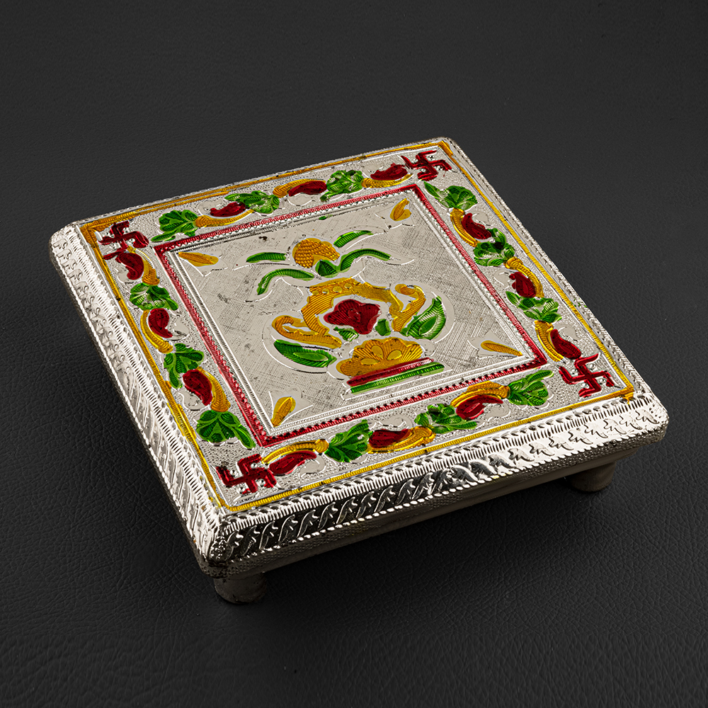 Silver Pooja Chawki - Shape: Rectangle