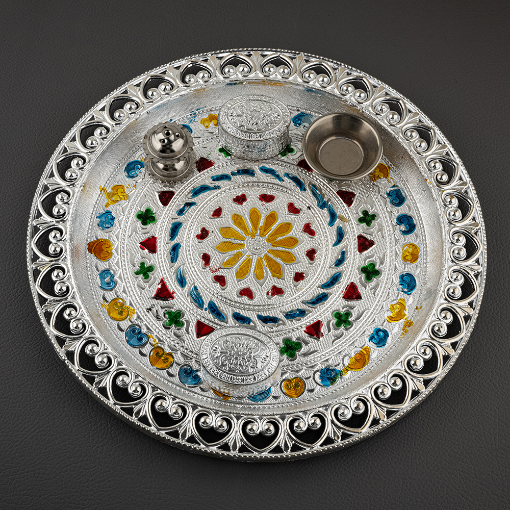 Silver Pooja Thali - Features: Durable