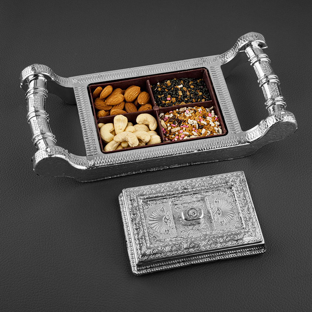 Antique Round Shape Silver Dryfruit Box
