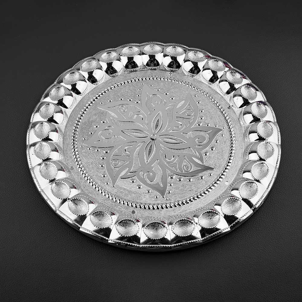 Round Shape Silver Plastic Tray