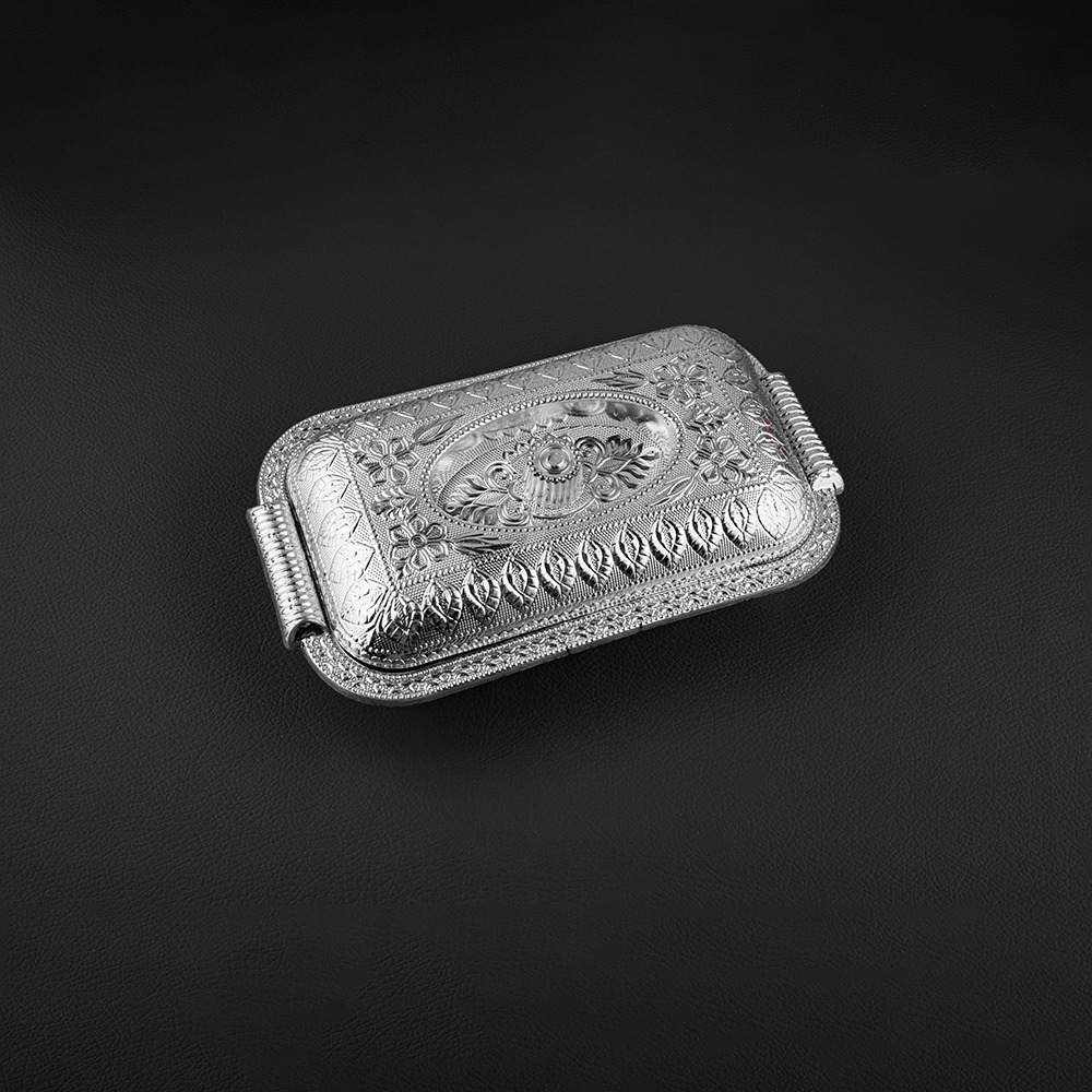 Rectangle Shape Silver Dryfruit Box