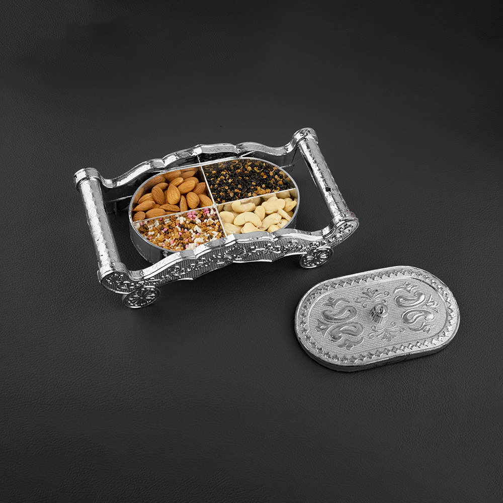 Antique Round Shape Silver Dryfruit Box