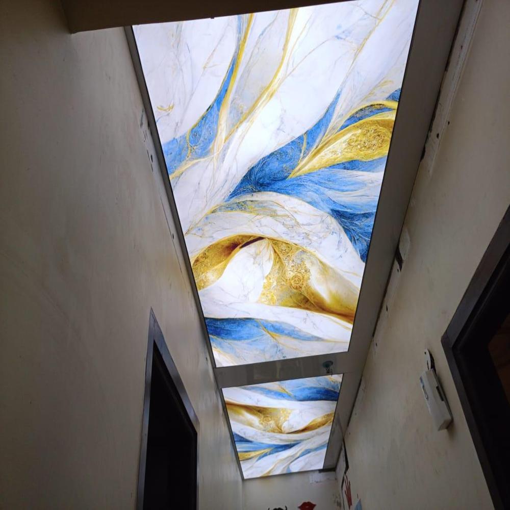 Pvc Printed Marble Stretch Ceiling - Features: Waterproof
