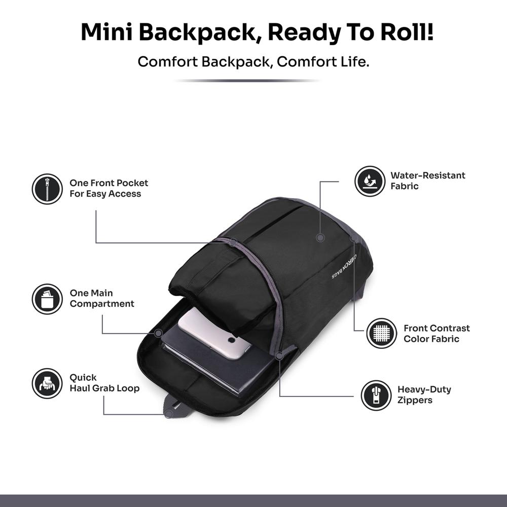 Trendy Mini Backpack for Daily Use, Small Lightweight Backpack for Men, Women, Boys and Girls (Grey)