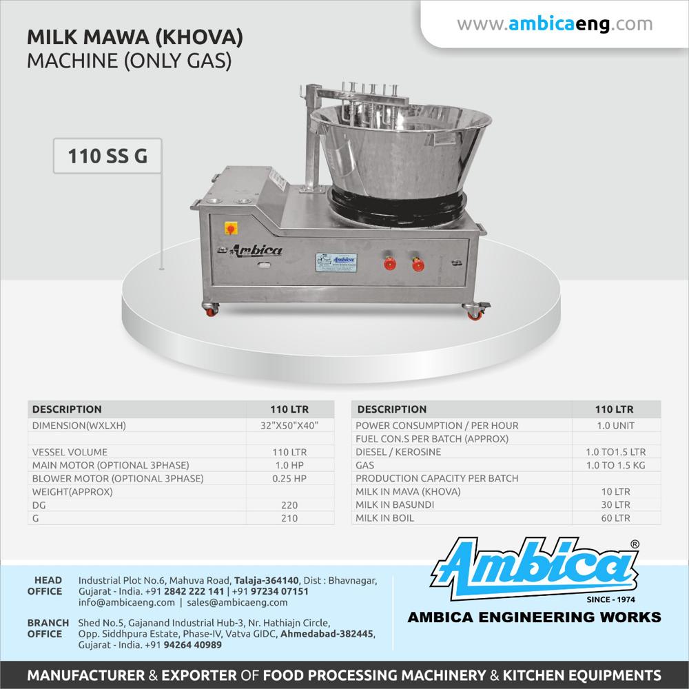 110 Ss G Milk Mawa Khova Gas Machine - Color: Silver