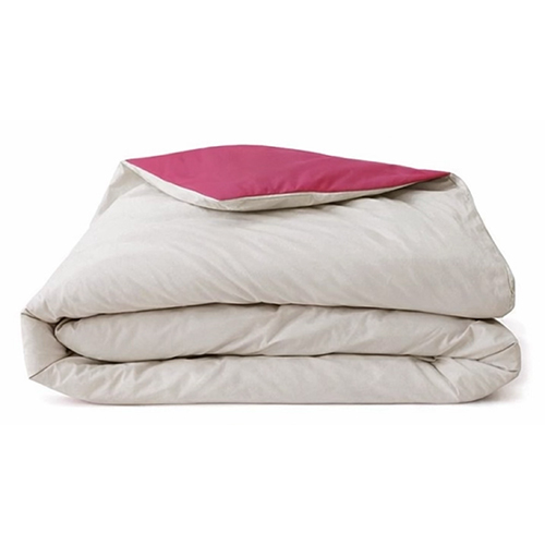 Solid Micro Khaki And Raspberry Reversible Double Comforter