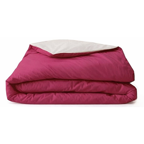 Solid Micro Khaki And Raspberry Reversible Double Comforter
