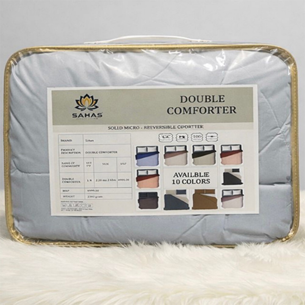 Solid Micro Reversible Double Comforter - Material: 100% Cotton