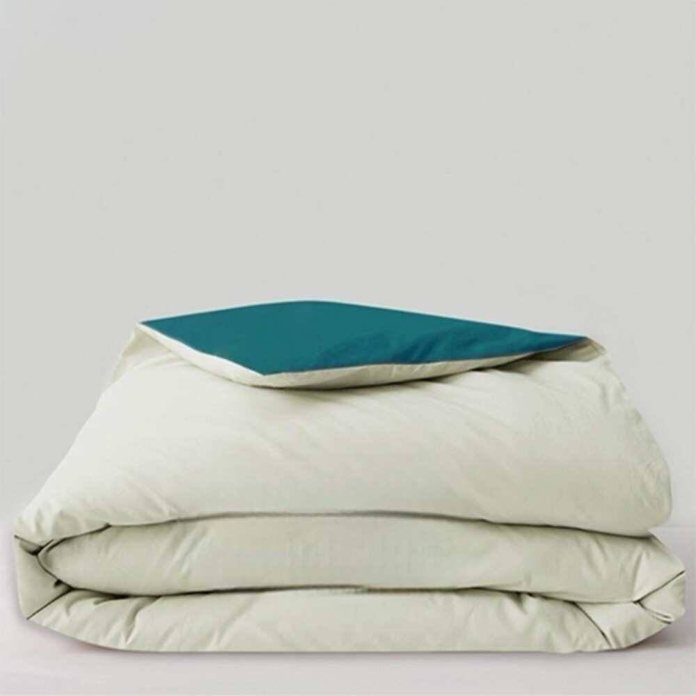 Solid Micro Sage Green And Teal Reversible Double Comforter - Material: 100% Cotton