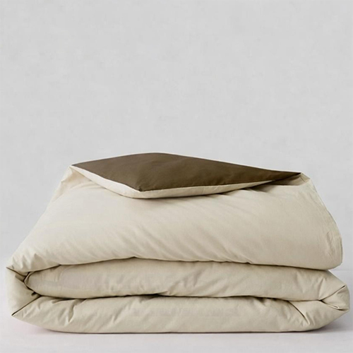 Solid Micro Cream And Walnut Reversible Double Comforter