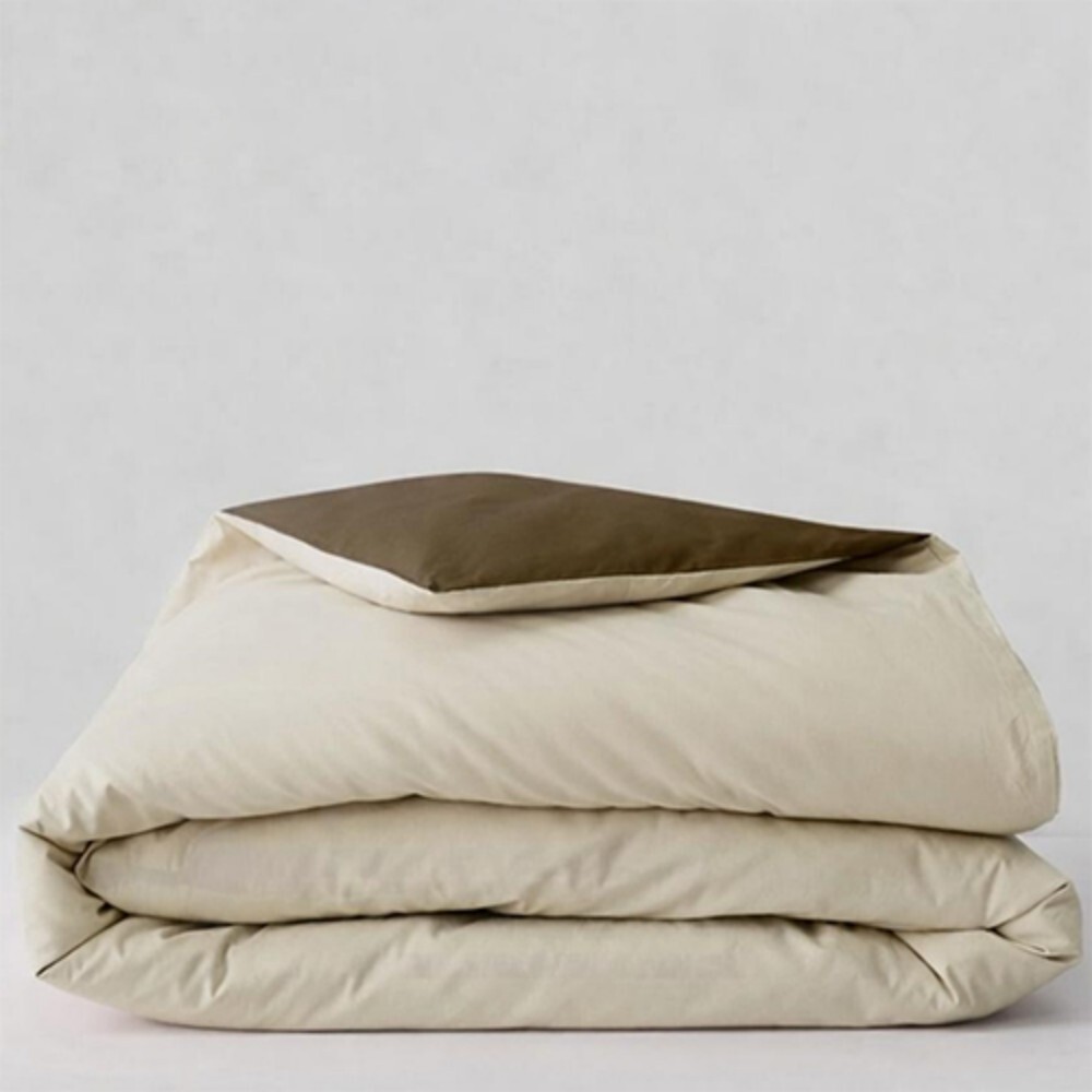Solid Micro Cream And Walnut Reversible Double Comforter - Material: 100% Cotton