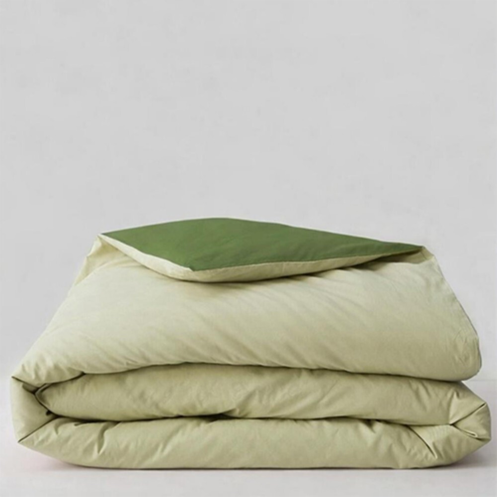 Solid Micro Sage Green And Olive Green Reversible Double Comforter - Material: 100% Cotton