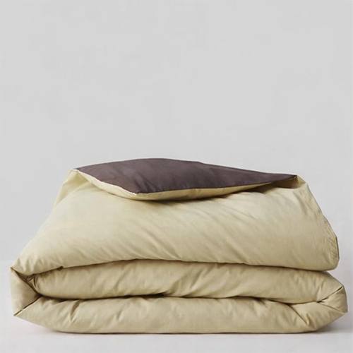 Solid Micro Camel And Coffee Reversible Double Comforter