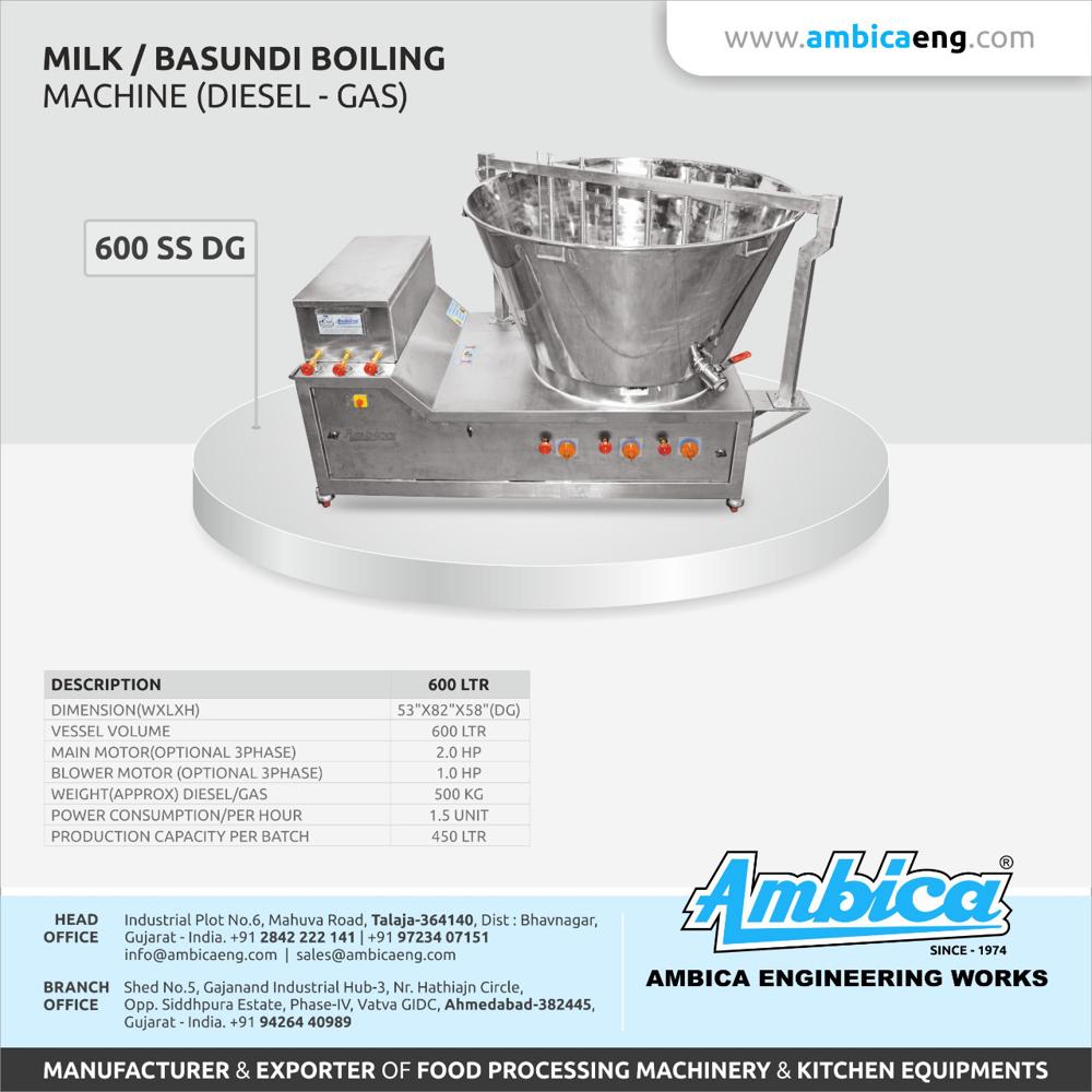 Milk Basundi Boiling Diesel Gas Machine(600 SS DG)