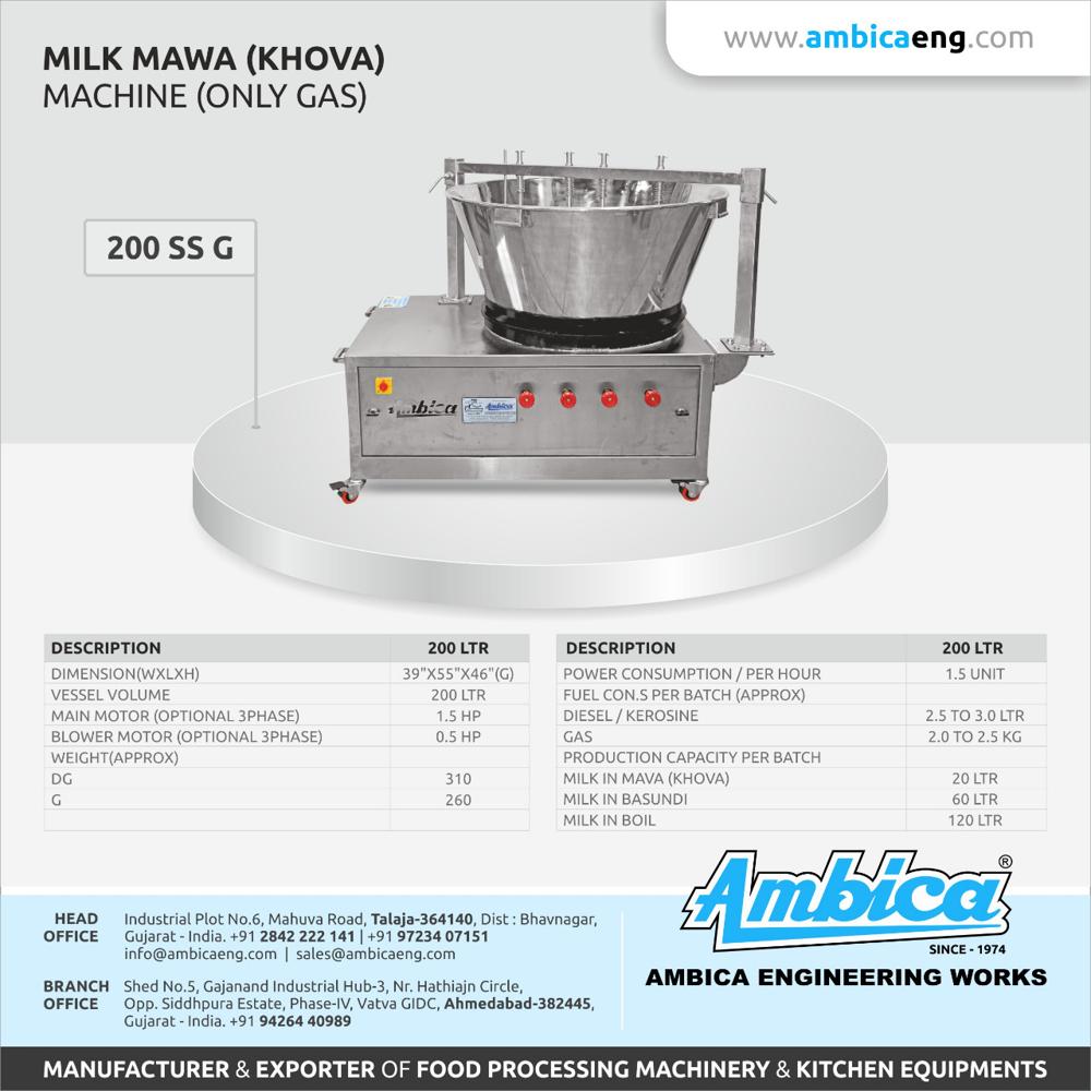 Milk Mawa Khova Gas Machine(200 SS G )