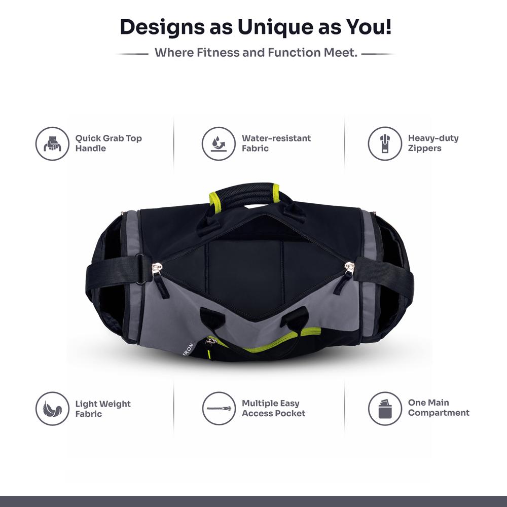 Duffel Gym Bag for Men & Women, Water-Resistant Sports & Travel Bag with Front Zipper Pocket