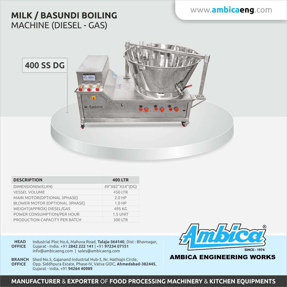 Milk Basundi Boiling Diesel Gas Machine(400 SS DG)