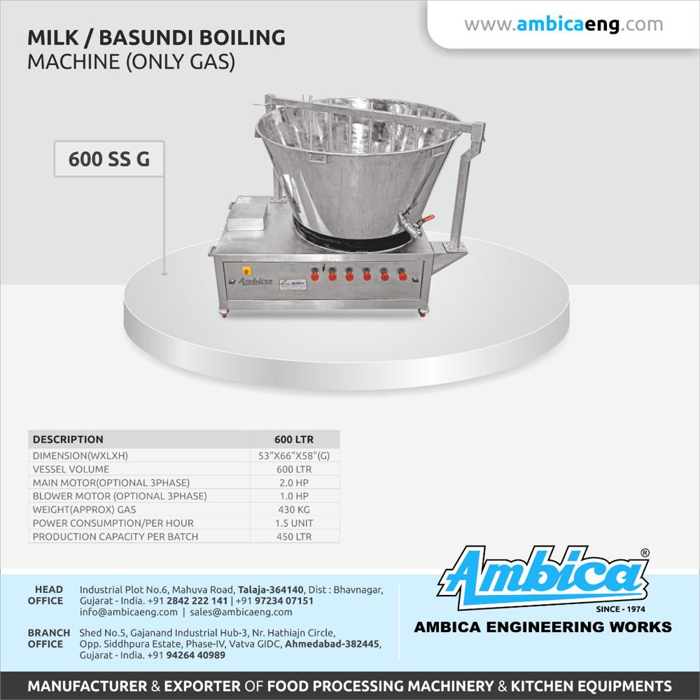 Milk Basundi Boiling Gas Machine(600 SS G)