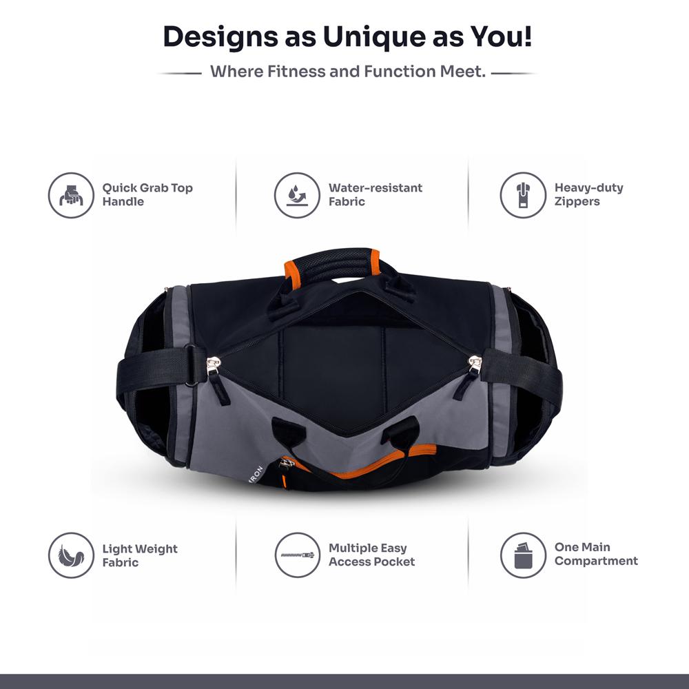 Duffel Gym Bag for Men & Women, Water-Resistant Sports & Travel Bag with Front Zipper Pocket