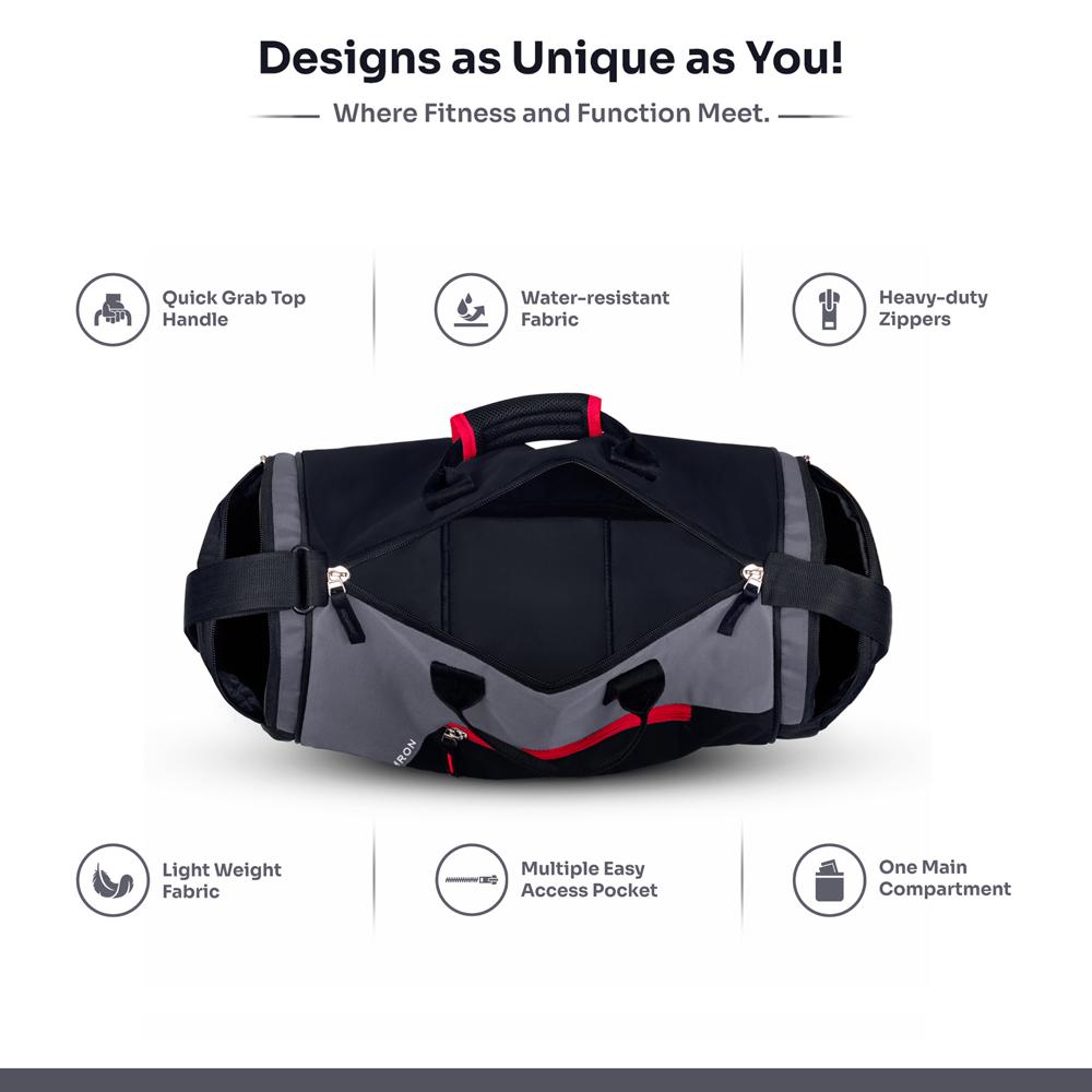 Duffel Gym Bag for Men & Women, Water-Resistant Sports & Travel Bag with Front Zipper Pocket