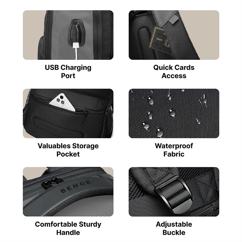 Laptop Backpack Bag with USB Charging Port, Anti-Theft Pocket and Accessories Organizer for Men, Women, Boys & Girls (Black&Grey)