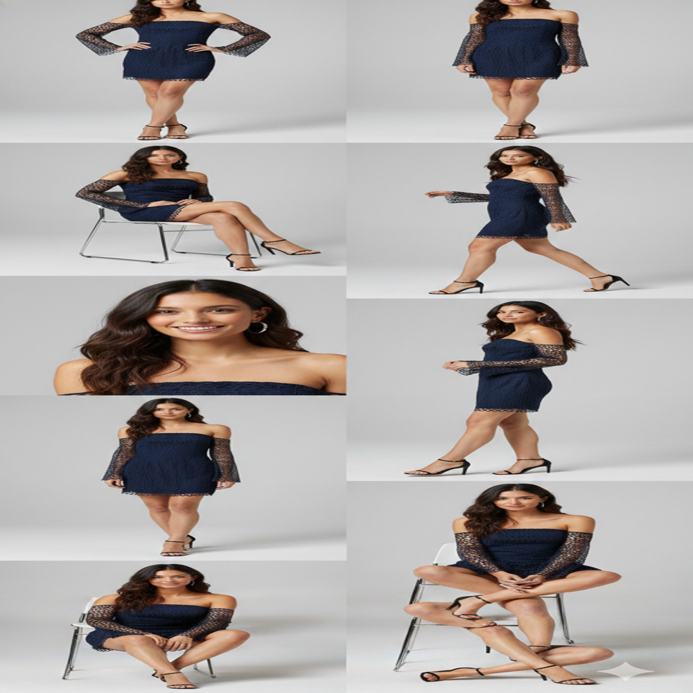 Stylish Navy Blue Lace Party Dress for Women