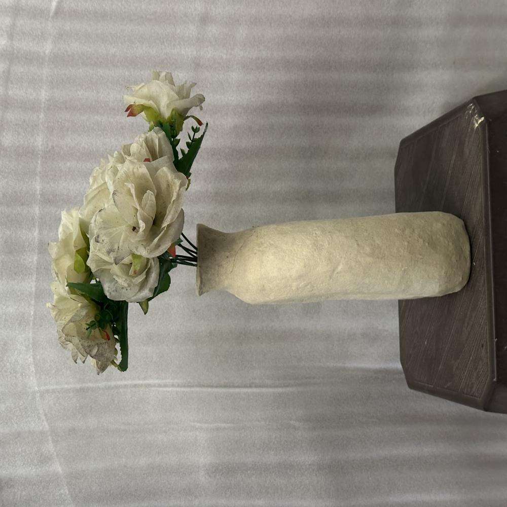 Living Style Paper Mache Vase in Cream Color