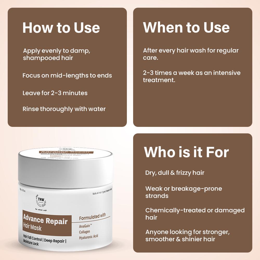 Advance Repair Hair Mask - Strengthening & Repair | Hair Fall Control | Deep Hydration & Moisture Lock