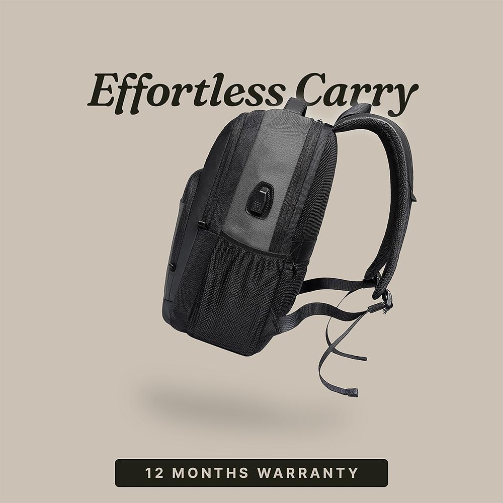 Laptop Backpack Bag with USB Charging Port, Anti-Theft Pocket and Accessories Organizer for Men, Women, Boys & Girls (Black&Grey)