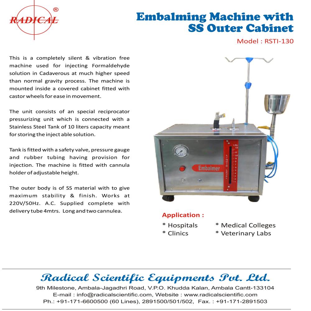 Embalming Machine Rsti-130 - Application: Cadaverous Injector