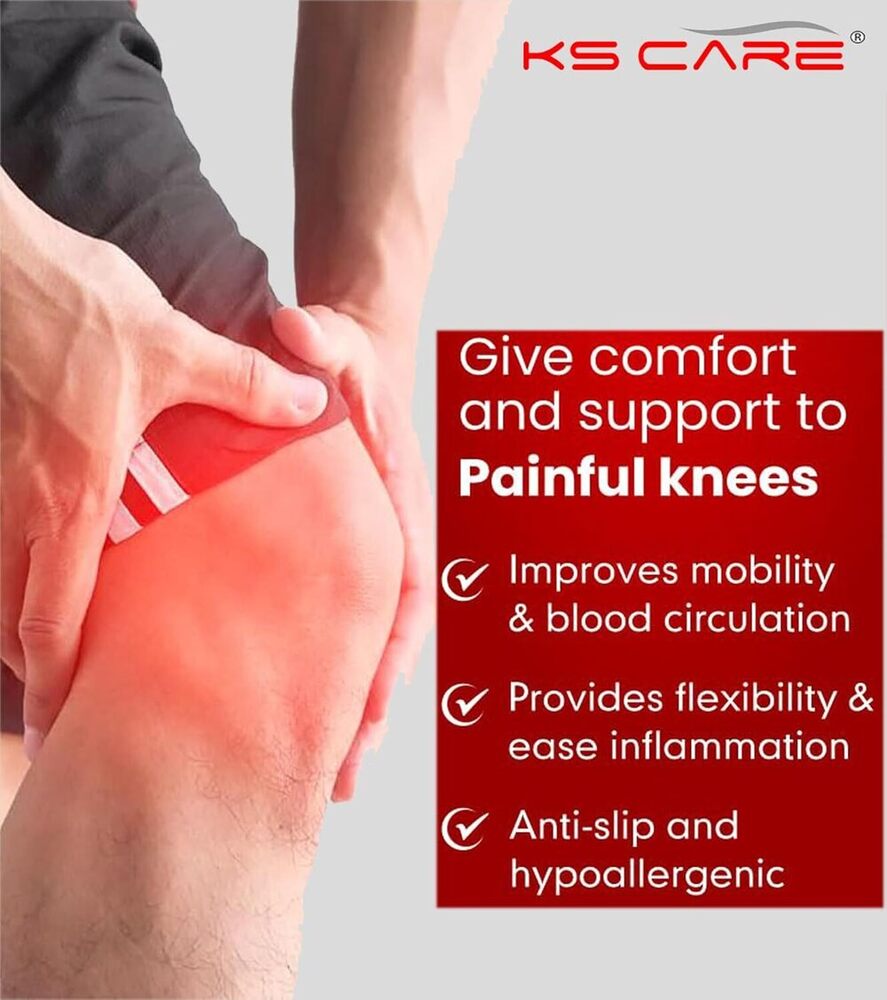 Knee Cap - Cotton Crepe Material, Size S (27.5-32.5 Cms), M (32.5-40 Cms), L (40-47.5 Cms), Xl (40-47.5 Cms) | Supports Weak Knees, Post-surgical Care, Sports Injuries