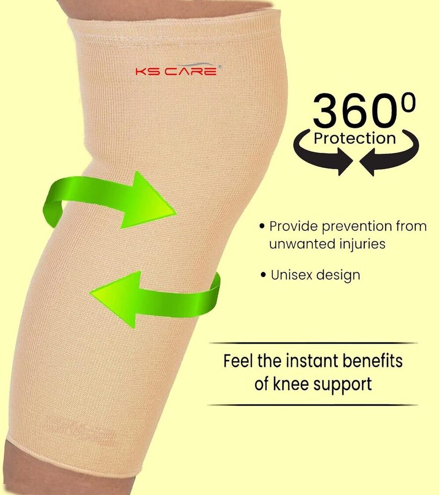 Knee Cap - Cotton Crepe Material, Size S (27.5-32.5 Cms), M (32.5-40 Cms), L (40-47.5 Cms), Xl (40-47.5 Cms) | Supports Weak Knees, Post-surgical Care, Sports Injuries