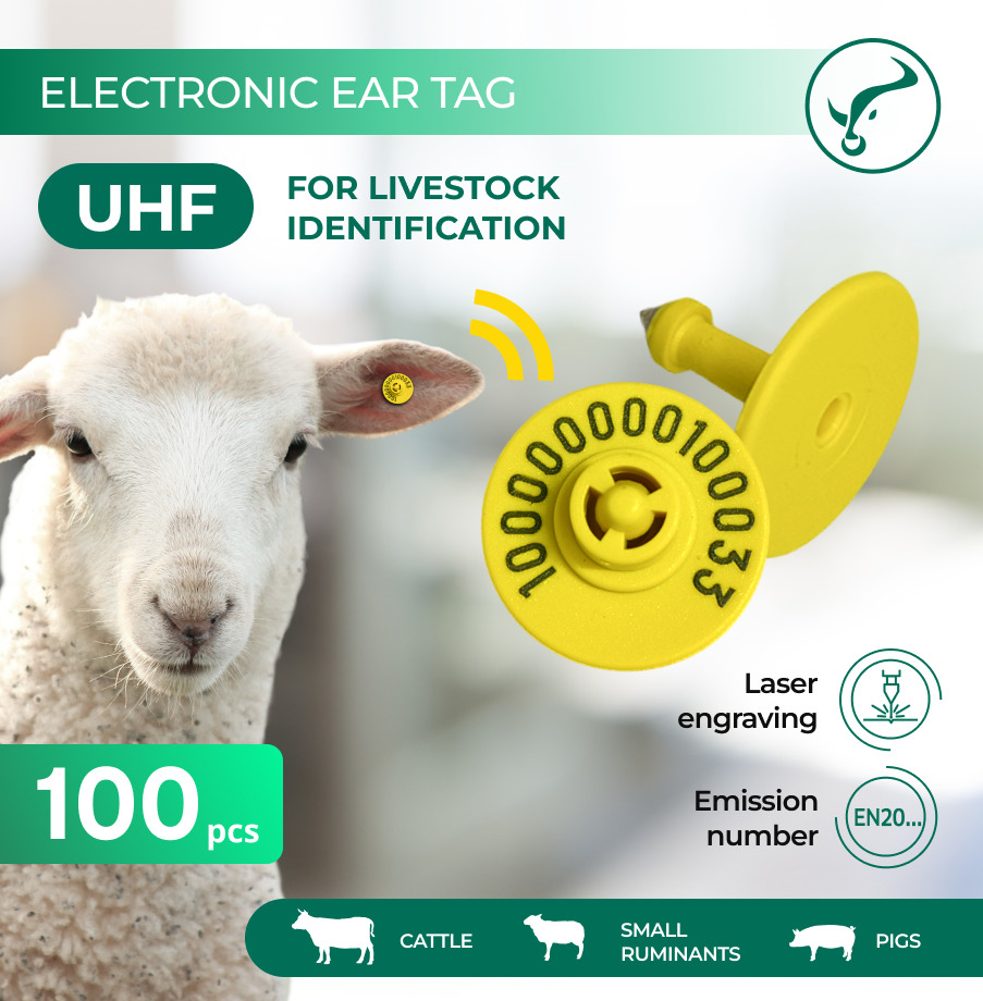 Yellow UHF Electronic Ear Tag