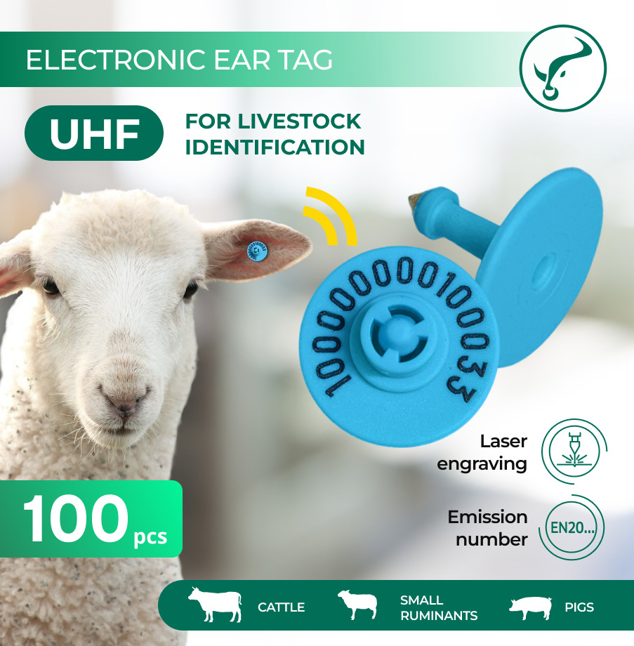 Blue UHF Electronic Ear Tag