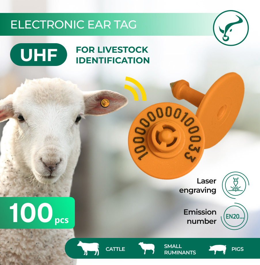 Orange UHF Electronic Ear Tag