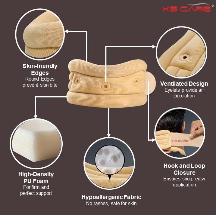 Soft Collar - Available In Sizes Small (25-30 Cm), Medium (30-35 Cm), Large (35-40 Cm), Extra Large (40-45 Cm) | Brown Color, Designed For Minor Neck Injury Prevention