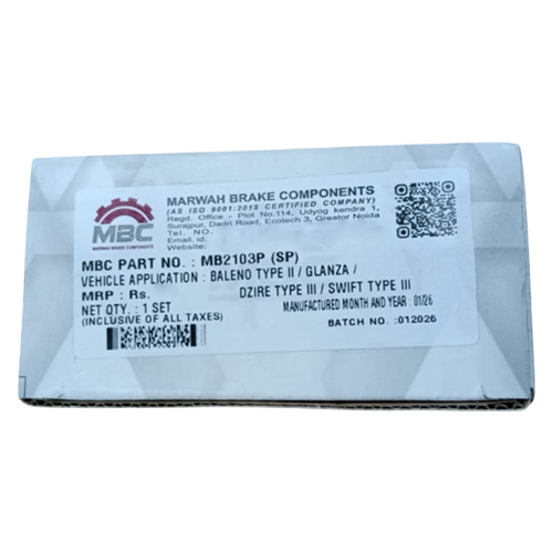 Brake Pad For Baleno Type II- Glanza-Dzire Type III- Swift Type III