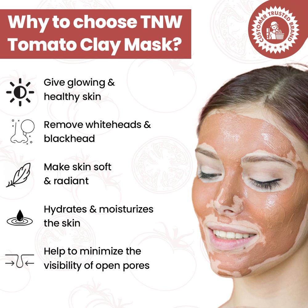 Tomato Clay Face Mask for Glowing & Healthy Skin | With Niacinamide & Hyaluronic Acid | Natural & Chemical-Free Clay Mask