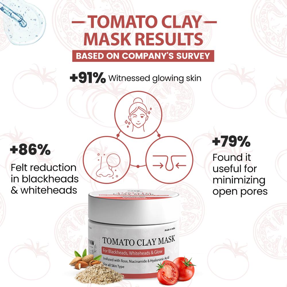Tomato Clay Face Mask for Glowing & Healthy Skin | With Niacinamide & Hyaluronic Acid | Natural & Chemical-Free Clay Mask
