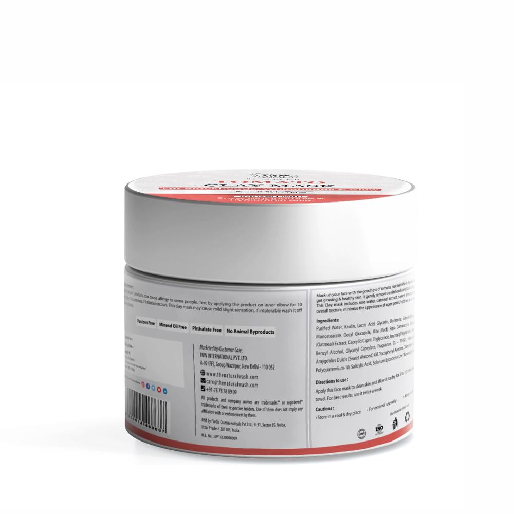 Tomato Clay Face Mask for Glowing & Healthy Skin | With Niacinamide & Hyaluronic Acid | Natural & Chemical-Free Clay Mask