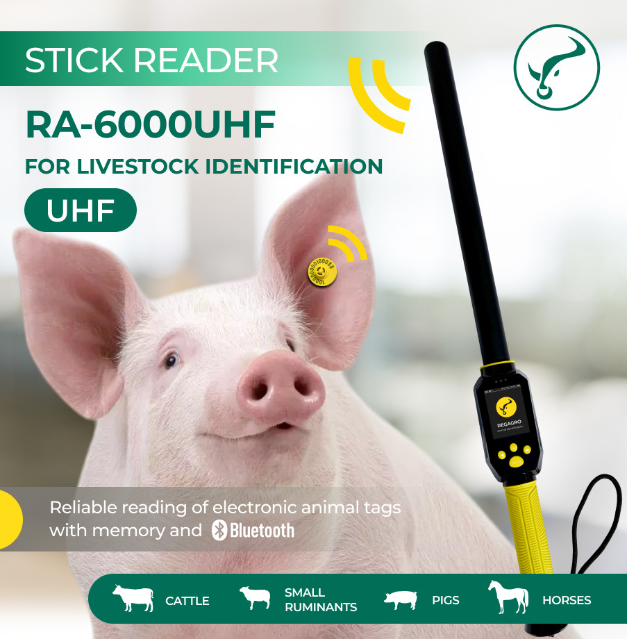 "Microchip And Electronic Ear Tag Reader With Temperature Sensor  Ra-6000uhf, 134.2 Mhz, Uhf, Bluetooth - Application: Security