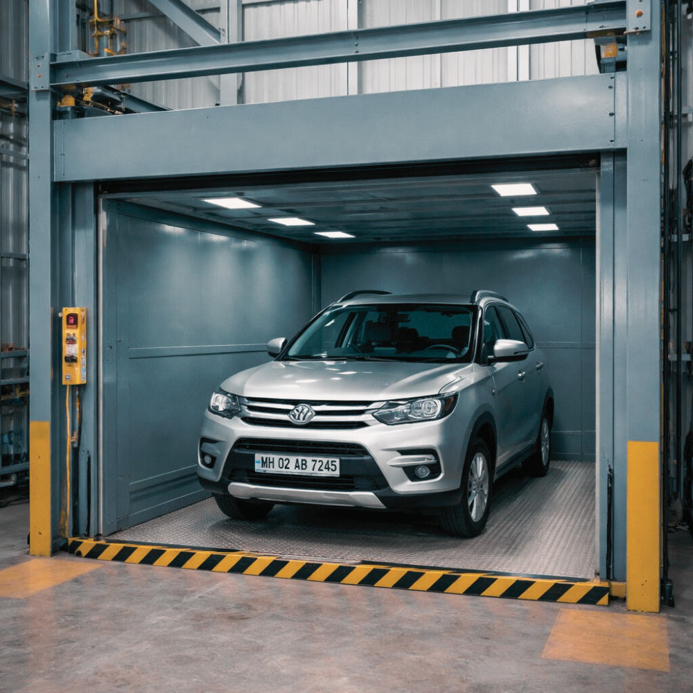 Industrial Car Elevator - Color: Golden Yellow