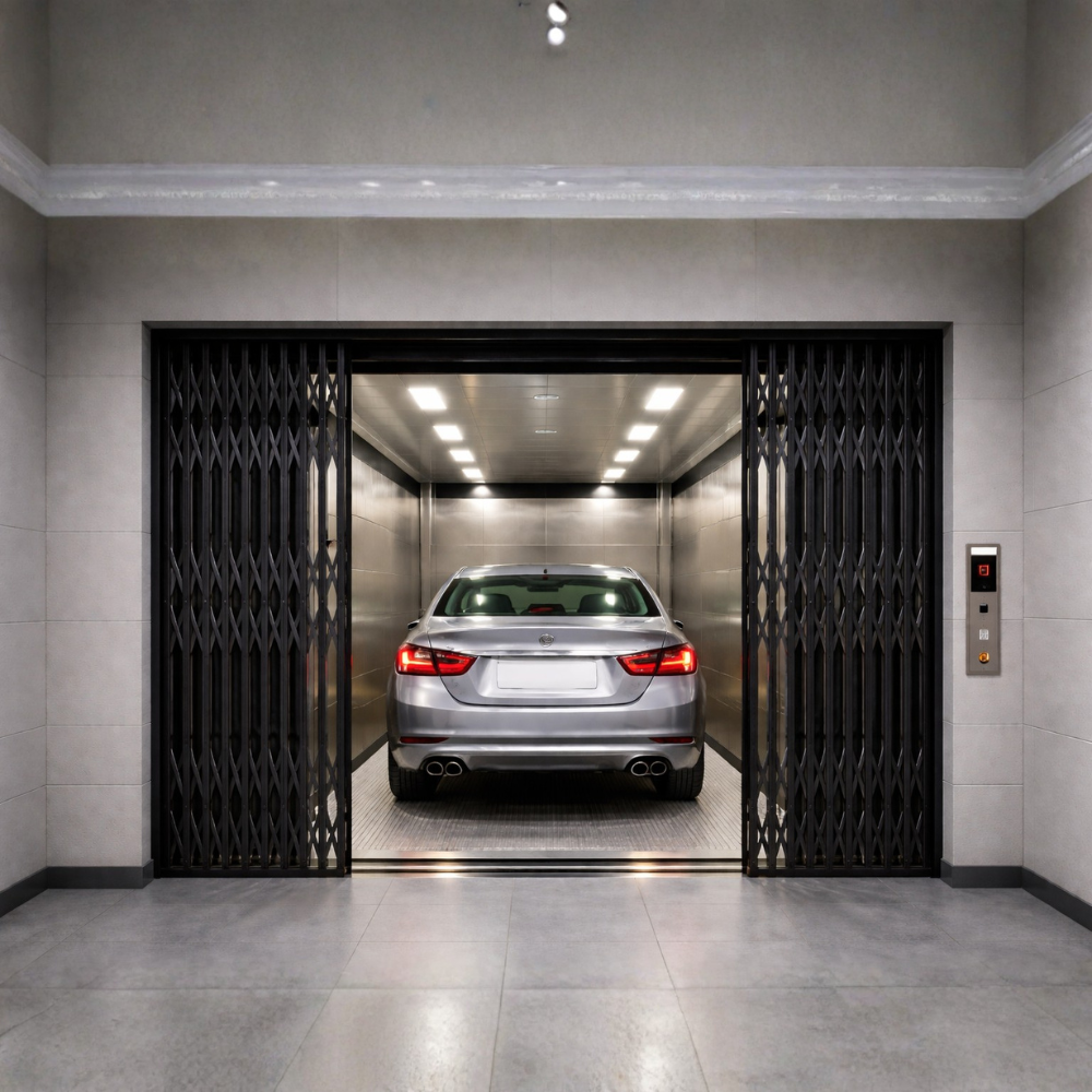 Residential Cabined Car Elevator - Color: Golden Yellow