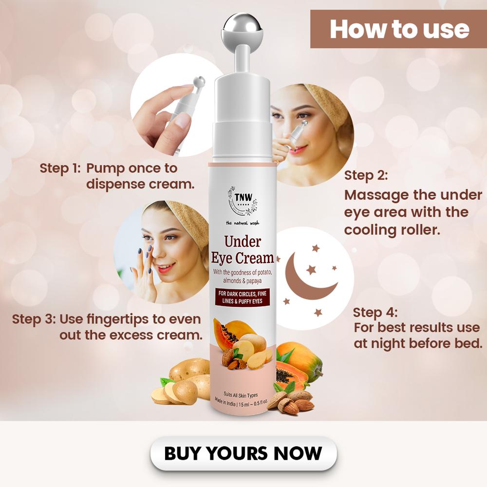 Under Eye Cream With Metallic Roll On | Reduces Dark Circles & Puffiness | Suitable For All Skin Types - Characteristics: 100% Safe
