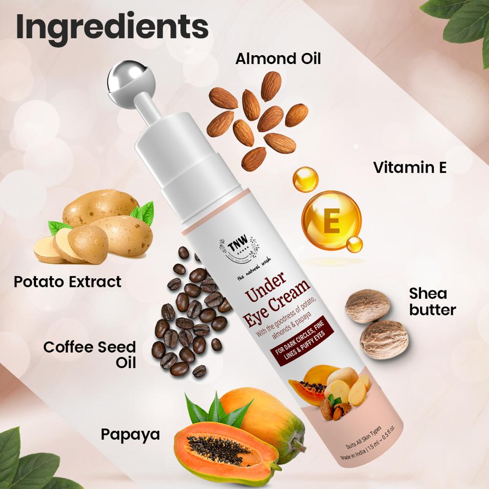 Under Eye Cream With Metallic Roll On | Reduces Dark Circles & Puffiness | Suitable For All Skin Types - Characteristics: 100% Safe