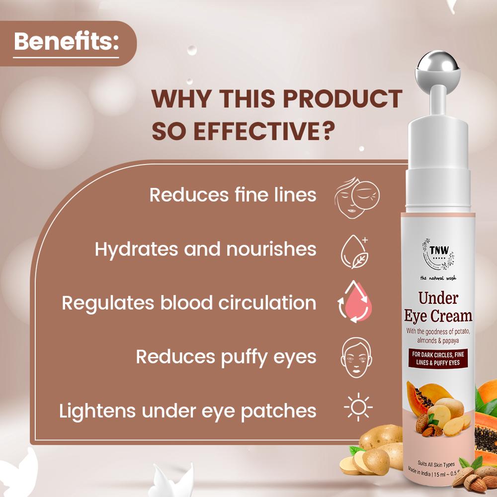 Under Eye Cream with Metallic Roll On | Reduces Dark Circles & Puffiness | Suitable for All Skin Types