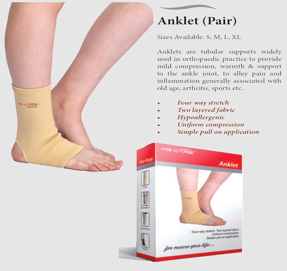 Ankle Binder - Fabric, Size S (11-13 Inches) / M (13-16 Inches) / L (16-19 Inches) / Xl (19-22 Inches), Beige, Velcro Closure, Supports Weak Ankles, Reduces Pain & Swelling
