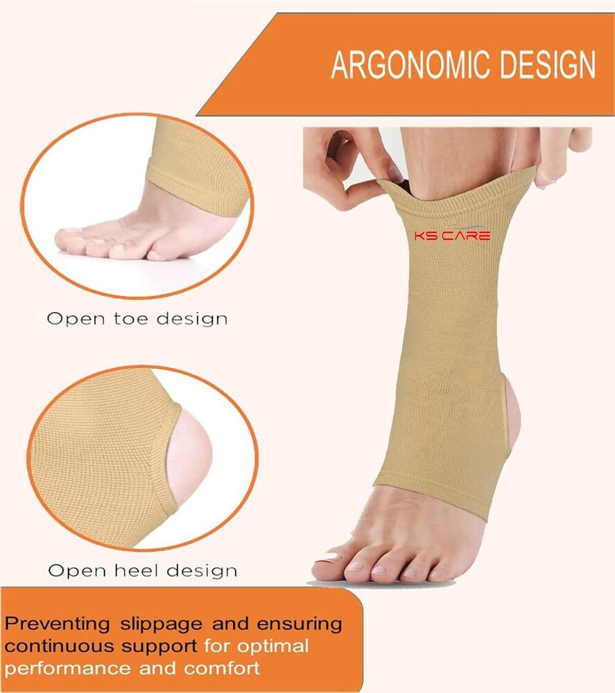 Ankle Binder - Fabric, Size S (11-13 Inches) / M (13-16 Inches) / L (16-19 Inches) / Xl (19-22 Inches), Beige, Velcro Closure, Supports Weak Ankles, Reduces Pain & Swelling