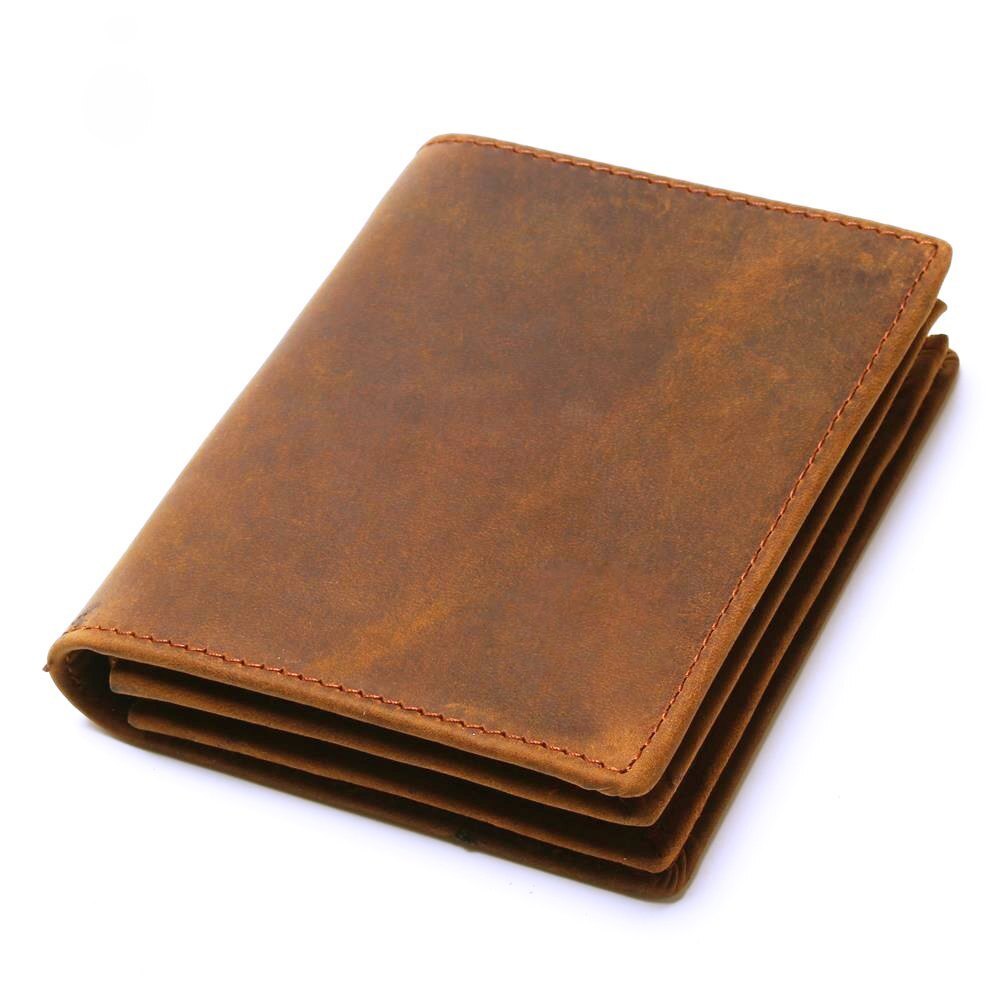 Mens Leather Wallet - Genuine Leather, Regular Size, Rich Brown Color | Modern Trendy Design, Folded Structure For Easy Storage