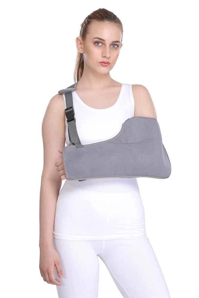 Arm Sling - Universal Size For Left & Right Hand | Adjustable Broad Shoulder Pad, Thumb Loop For Hand Rest, Recommended After Surgery